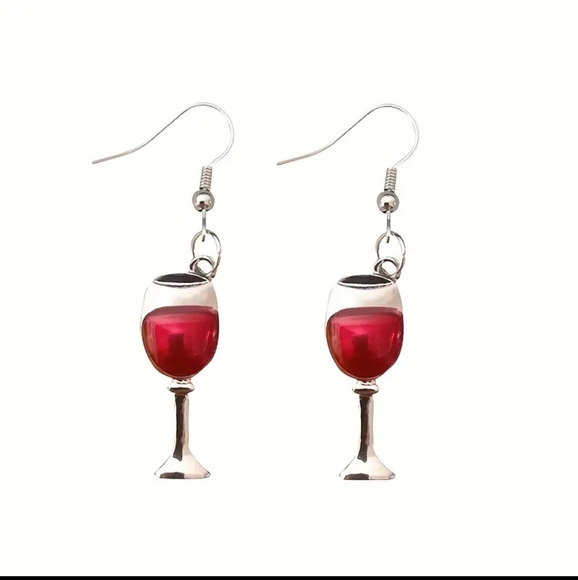 NWT Red Wine Glass Earrings 🍷 - Picture 1 of 4